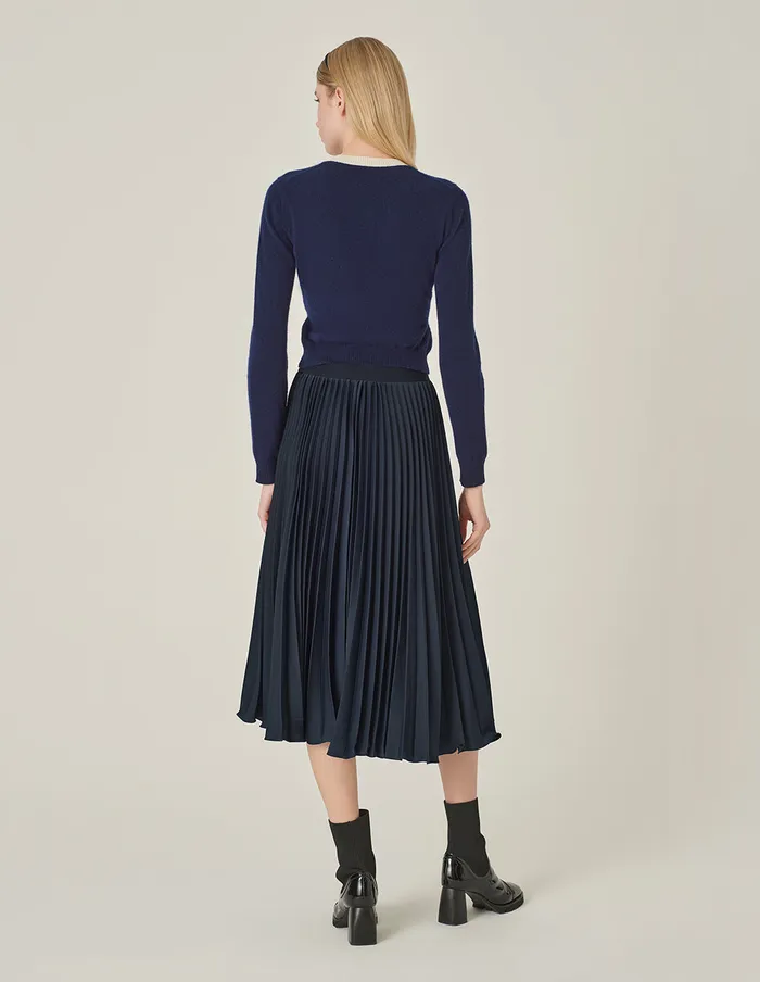 MARYLING Skirts Dark Blue Sun Pleated Skirt Mid Night 8211 Women MARYLING Skirts Dark Blue Sun Pleated Skirt Mid Night 8211 Women