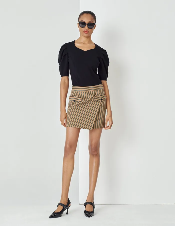 MARYLING Skirts Desert Vertical And Horizontal Small A DoubleLayer Detail Striped Miniskirt Mix 8211 Women