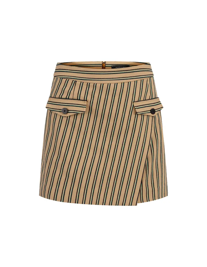 MARYLING Skirts Desert Vertical And Horizontal Small A DoubleLayer Detail Striped Miniskirt Mix 8211 Women MARYLING Skirts Desert Vertical And Horizontal Small A DoubleLayer Detail Striped Miniskirt Mix 8211 Women