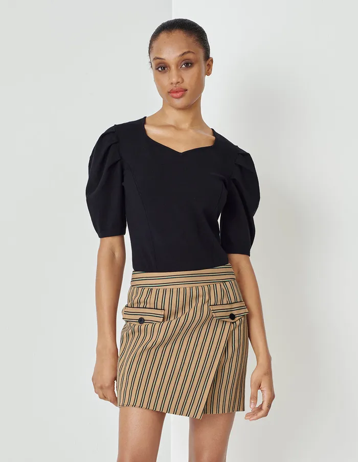 MARYLING Skirts Desert Vertical And Horizontal Small A DoubleLayer Detail Striped Miniskirt Mix 8211 Women MARYLING Skirts Desert Vertical And Horizontal Small A DoubleLayer Detail Striped Miniskirt Mix 8211 Women