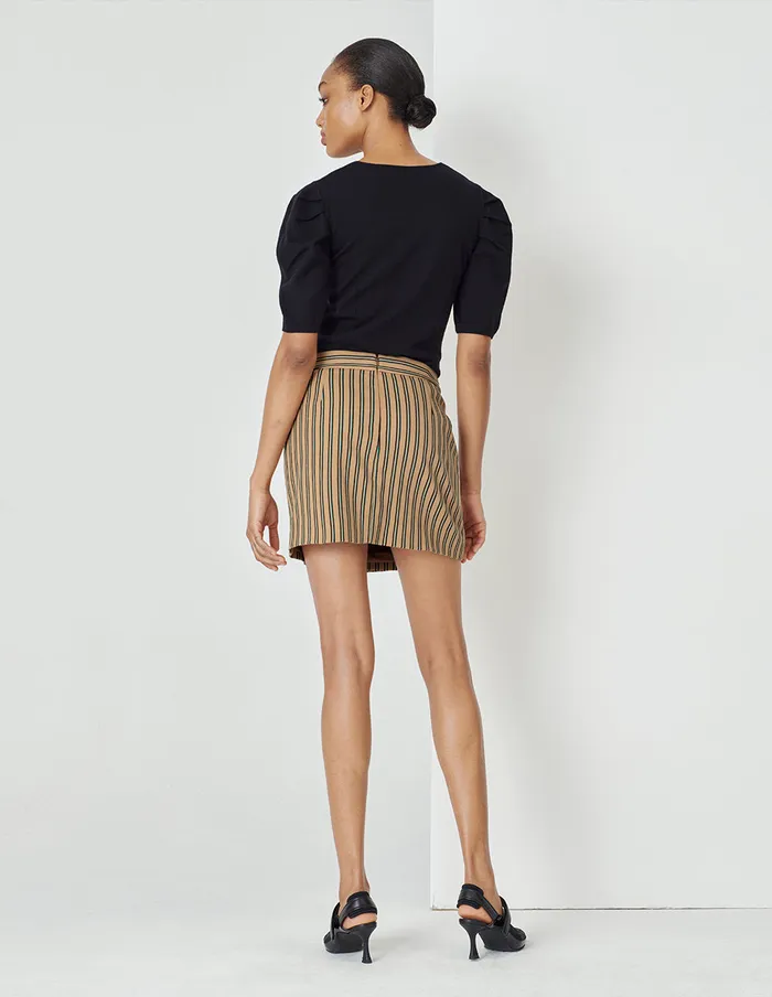 MARYLING Skirts Desert Vertical And Horizontal Small A DoubleLayer Detail Striped Miniskirt Mix 8211 Women MARYLING Skirts Desert Vertical And Horizontal Small A DoubleLayer Detail Striped Miniskirt Mix 8211 Women