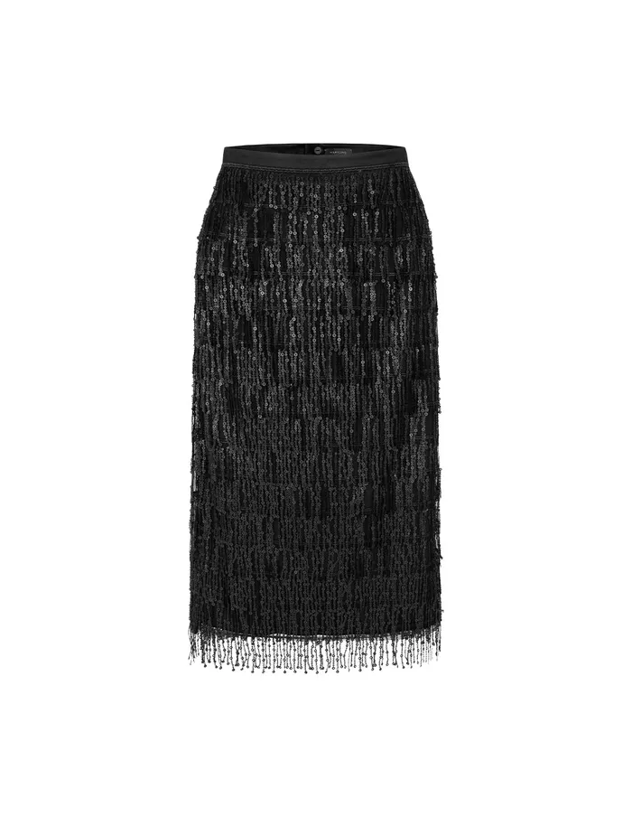 MARYLING Skirts Fringed Sequin Straight HipHugging KneeLength Black Skirt Black 8211 Women MARYLING Skirts Fringed Sequin Straight HipHugging KneeLength Black Skirt Black 8211 Women