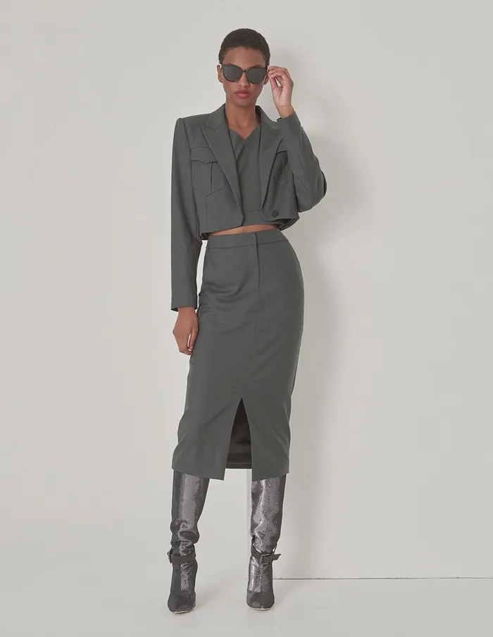 MARYLING Skirts Grey Midi Skirt Grey 8211 Women MARYLING Skirts Grey Midi Skirt Grey 8211 Women