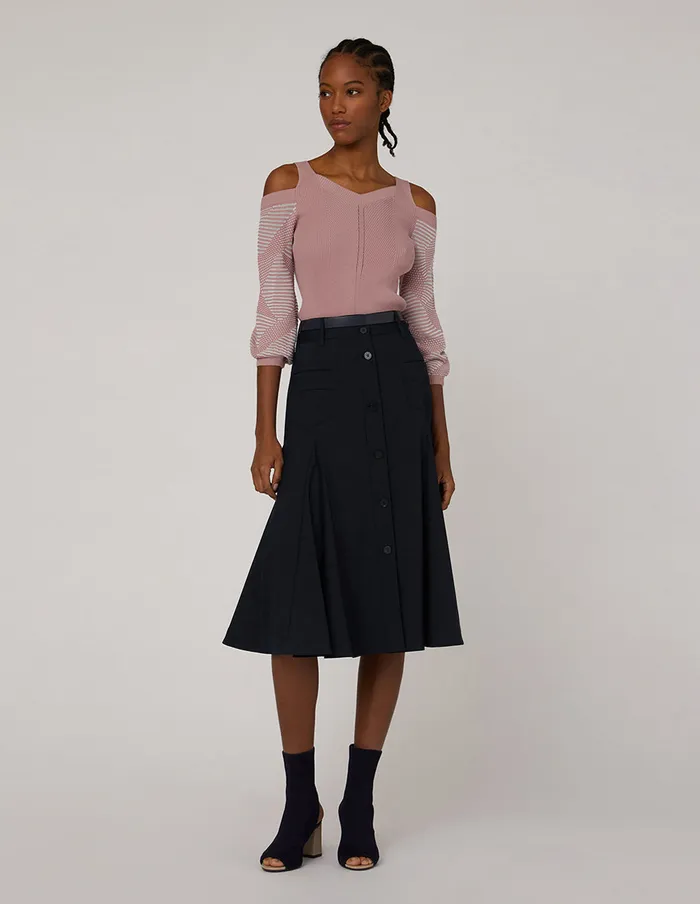 MARYLING Skirts HIGH WAIST PATCH POCKET FLARE SKIRT Blue 8211 Women MARYLING Skirts HIGH WAIST PATCH POCKET FLARE SKIRT Blue 8211 Women