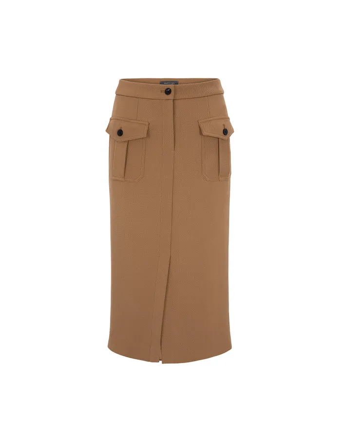 MARYLING Skirts Military Style Slit Front Skirt Sand 8211 Women MARYLING Skirts Military Style Slit Front Skirt Sand 8211 Women
