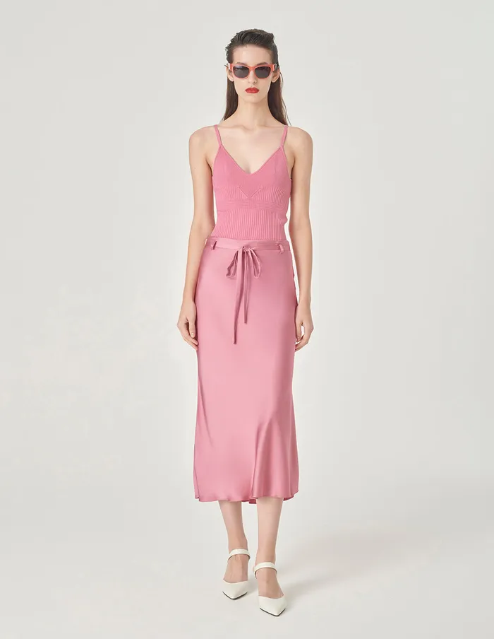 MARYLING Skirts Pink Fishtail Belt Midi Skirt Pink 8211 Women