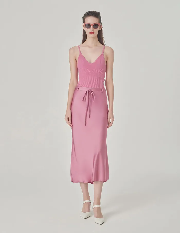 MARYLING Skirts Pink Fishtail Belt Midi Skirt Pink 8211 Women MARYLING Skirts Pink Fishtail Belt Midi Skirt Pink 8211 Women