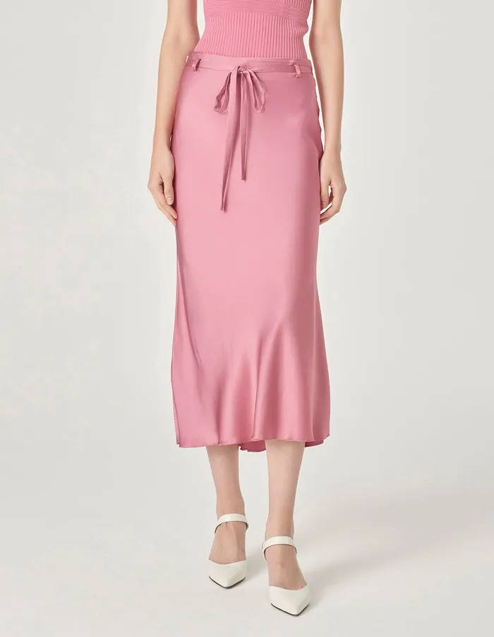 MARYLING Skirts Pink Fishtail Belt Midi Skirt Pink 8211 Women MARYLING Skirts Pink Fishtail Belt Midi Skirt Pink 8211 Women