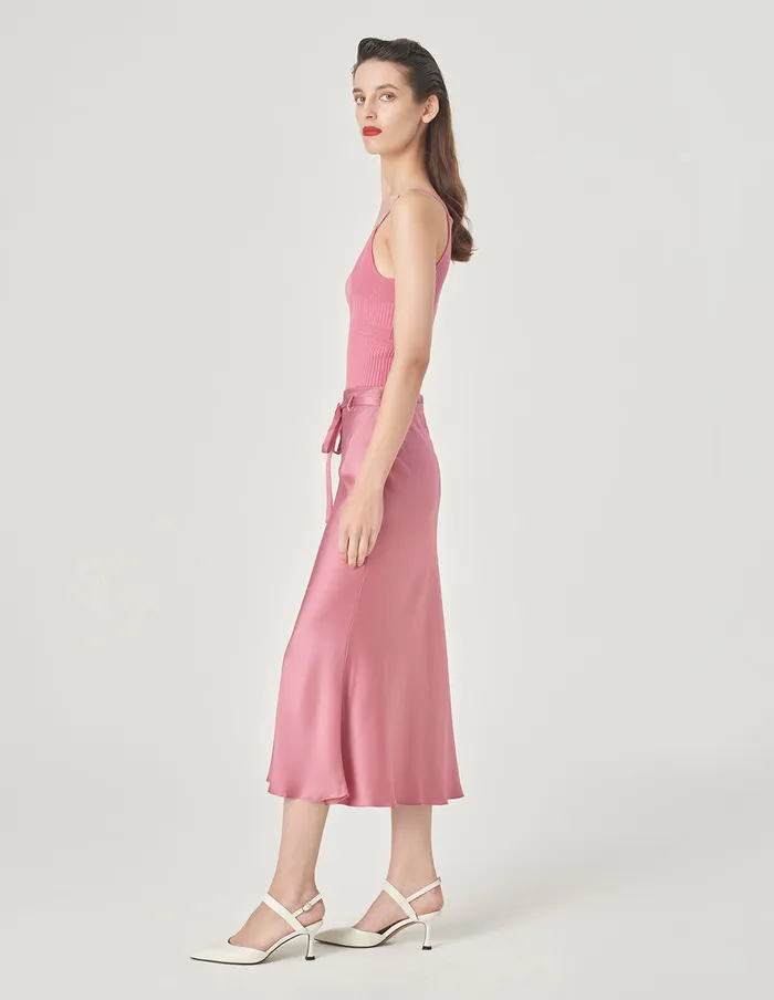 MARYLING Skirts Pink Fishtail Belt Midi Skirt Pink 8211 Women MARYLING Skirts Pink Fishtail Belt Midi Skirt Pink 8211 Women