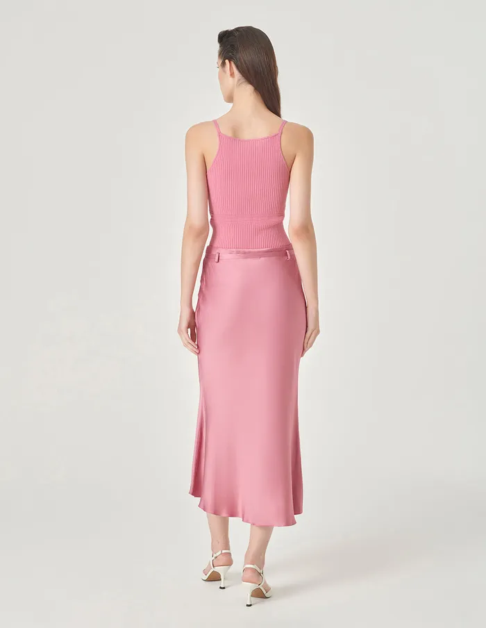 MARYLING Skirts Pink Fishtail Belt Midi Skirt Pink 8211 Women MARYLING Skirts Pink Fishtail Belt Midi Skirt Pink 8211 Women