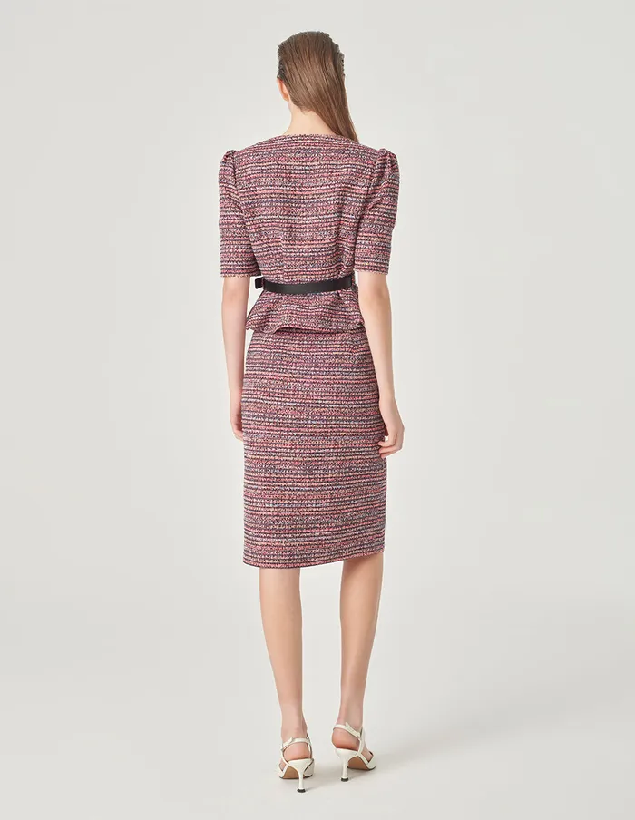 MARYLING Skirts Pink Striped Slit Tweed Skirt Pink 8211 Women MARYLING Skirts Pink Striped Slit Tweed Skirt Pink 8211 Women