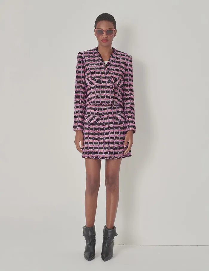 MARYLING Skirts Pink Tweed Skirt Checkes 8211 Women MARYLING Skirts Pink Tweed Skirt Checkes 8211 Women