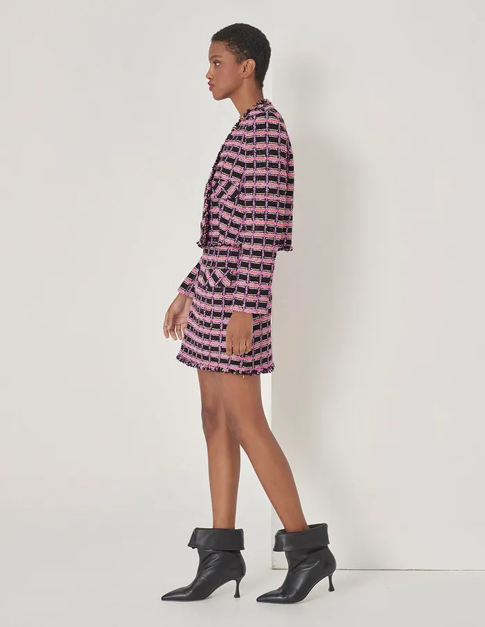 MARYLING Skirts Pink Tweed Skirt Checkes 8211 Women MARYLING Skirts Pink Tweed Skirt Checkes 8211 Women