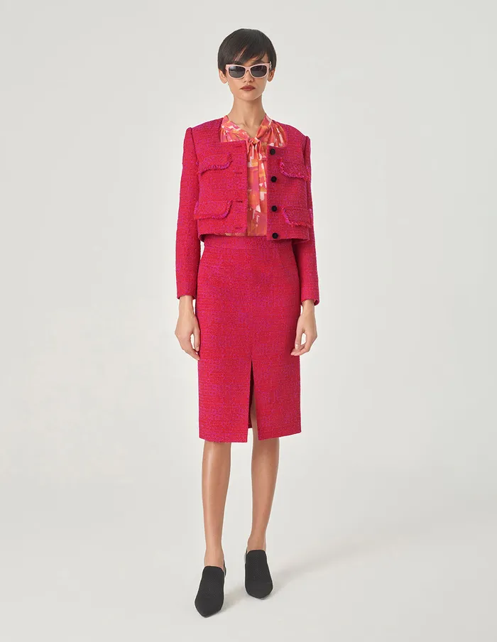 MARYLING Skirts Red Slit Tweed HipHugging Skirt Red 8211 Women