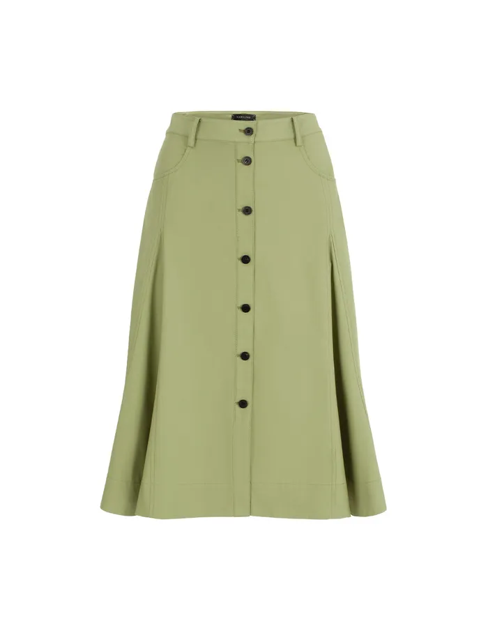 MARYLING Skirts SingleBreasted WaistCinched ALine KneeLength Skirt Olive 8211 Women MARYLING Skirts SingleBreasted WaistCinched ALine KneeLength Skirt Olive 8211 Women
