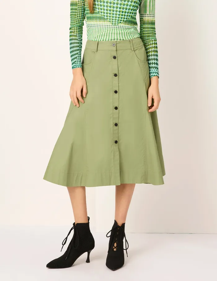 MARYLING Skirts SingleBreasted WaistCinched ALine KneeLength Skirt Olive 8211 Women MARYLING Skirts SingleBreasted WaistCinched ALine KneeLength Skirt Olive 8211 Women