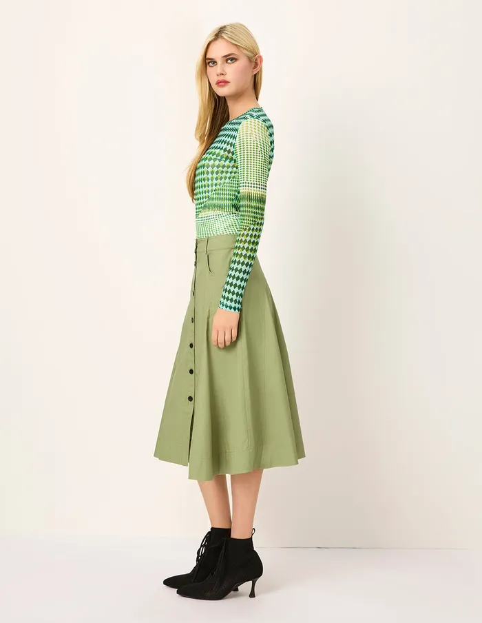 MARYLING Skirts SingleBreasted WaistCinched ALine KneeLength Skirt Olive 8211 Women MARYLING Skirts SingleBreasted WaistCinched ALine KneeLength Skirt Olive 8211 Women