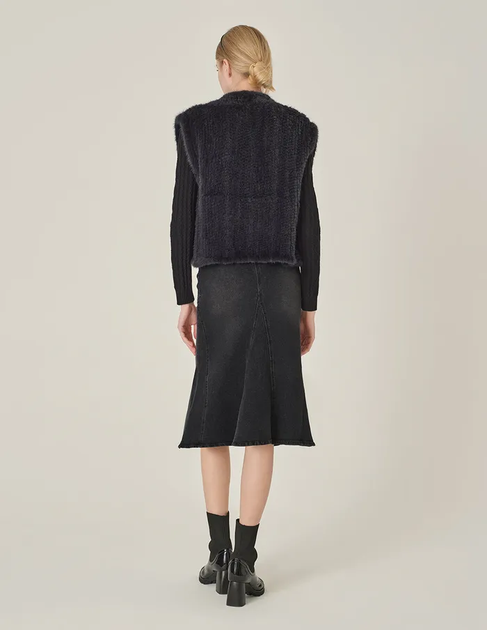 MARYLING Skirts Smoke Black Washed Denim Fishtail KneeLength Skirt Black 8211 Women MARYLING Skirts Smoke Black Washed Denim Fishtail KneeLength Skirt Black 8211 Women