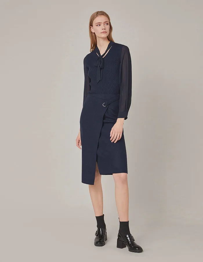 MARYLING Skirts STRETCH KNITTED PENCIL SKIRT Midnight Blue 8211 Women MARYLING Skirts STRETCH KNITTED PENCIL SKIRT Midnight Blue 8211 Women