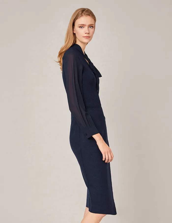 MARYLING Skirts STRETCH KNITTED PENCIL SKIRT Midnight Blue 8211 Women MARYLING Skirts STRETCH KNITTED PENCIL SKIRT Midnight Blue 8211 Women