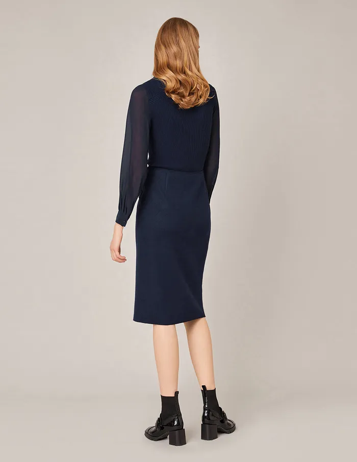 MARYLING Skirts STRETCH KNITTED PENCIL SKIRT Midnight Blue 8211 Women MARYLING Skirts STRETCH KNITTED PENCIL SKIRT Midnight Blue 8211 Women
