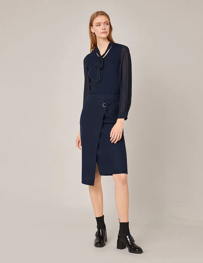 MARYLING Skirts STRETCH KNITTED PENCIL SKIRT Midnight Blue 8211 Women MARYLING Skirts STRETCH KNITTED PENCIL SKIRT Midnight Blue 8211 Women