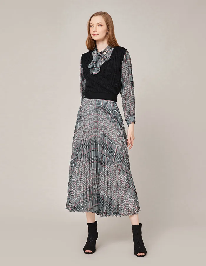 MARYLING Skirts SUNBURST ACCORDIONPLEAT GEORGETTE SKIRT Light Gray 8211 Women
