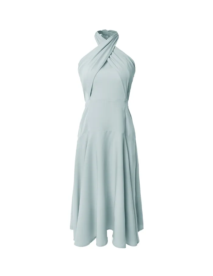 MARYLING Slip Dress Cross Bow Knot Neck Sleeveless ALine Midi Dress Pale Turquoise 8211 Women MARYLING Slip Dress Cross Bow Knot Neck Sleeveless ALine Midi Dress Pale Turquoise 8211 Women