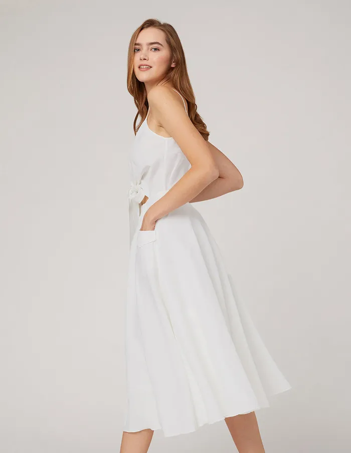 MARYLING Slip Dress Front Button Knotted Slip Dress White 8211 Women MARYLING Slip Dress Front Button Knotted Slip Dress White 8211 Women