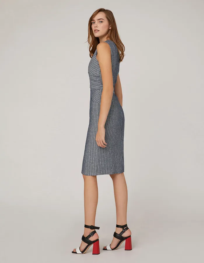 MARYLING Slip Dress Overlapping Waistband Striped Sleeveless Dress Mix 8211 Women MARYLING Slip Dress Overlapping Waistband Striped Sleeveless Dress Mix 8211 Women