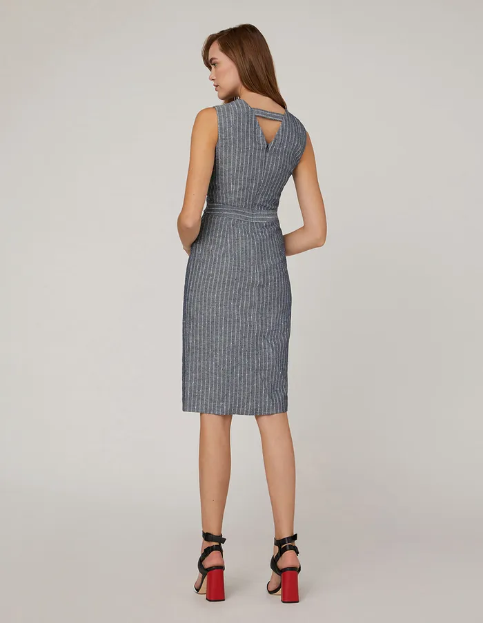 MARYLING Slip Dress Overlapping Waistband Striped Sleeveless Dress Mix 8211 Women MARYLING Slip Dress Overlapping Waistband Striped Sleeveless Dress Mix 8211 Women