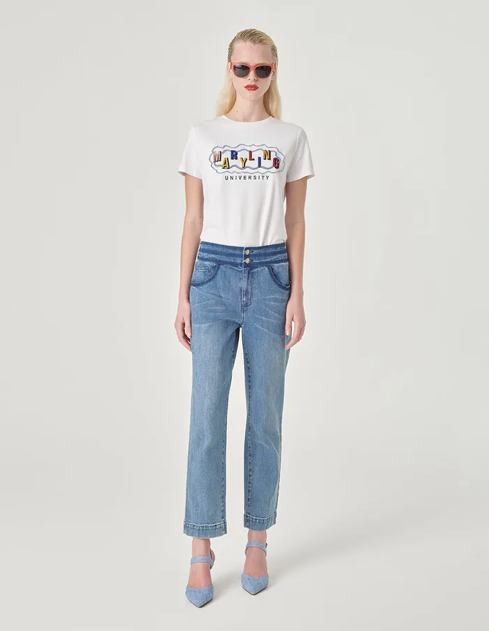 MARYLING TShirt White Embroidered TShirt Snow 8211 Women