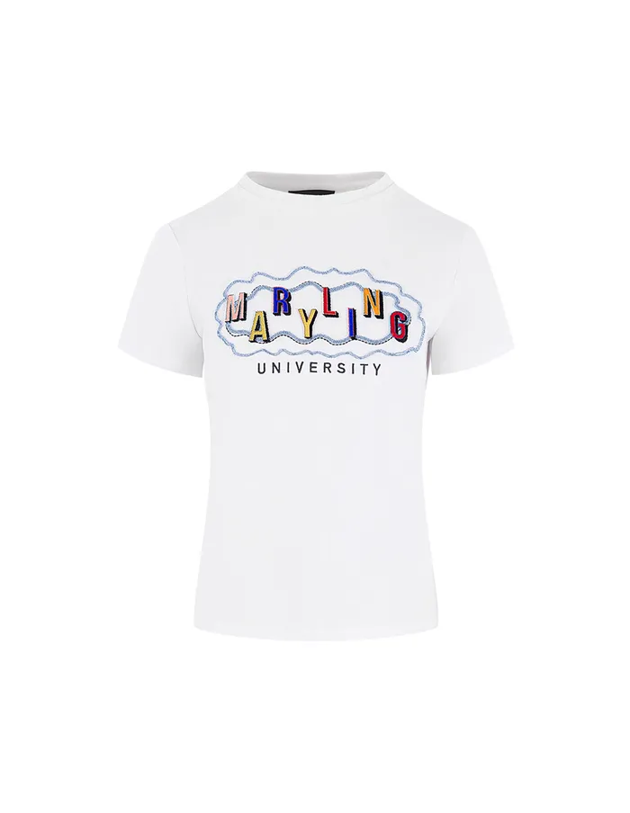 MARYLING TShirt White Embroidered TShirt Snow 8211 Women MARYLING TShirt White Embroidered TShirt Snow 8211 Women