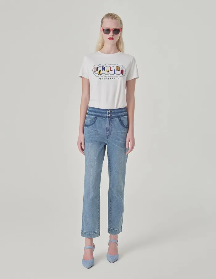 MARYLING TShirt White Embroidered TShirt Snow 8211 Women MARYLING TShirt White Embroidered TShirt Snow 8211 Women