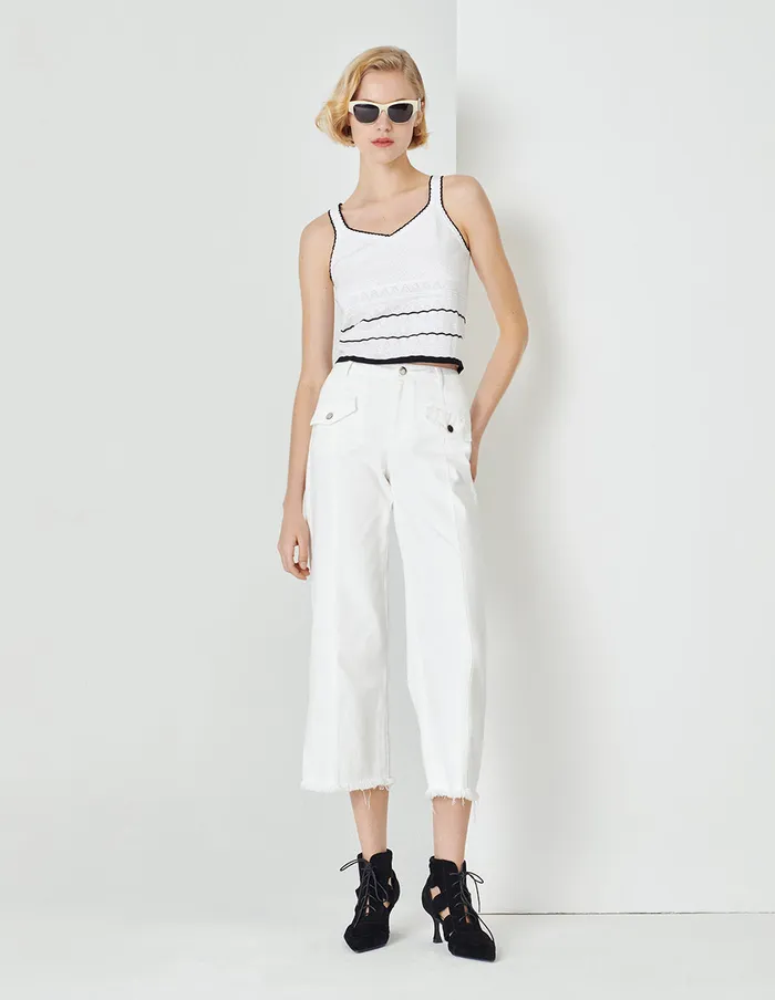MARYLING Vest Black And White Hit Colour Knitted Camisole Mix 8211 Women