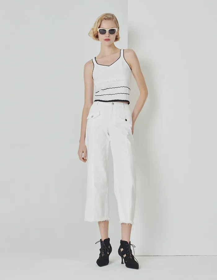 MARYLING Vest Black And White Hit Colour Knitted Camisole Mix 8211 Women MARYLING Vest Black And White Hit Colour Knitted Camisole Mix 8211 Women