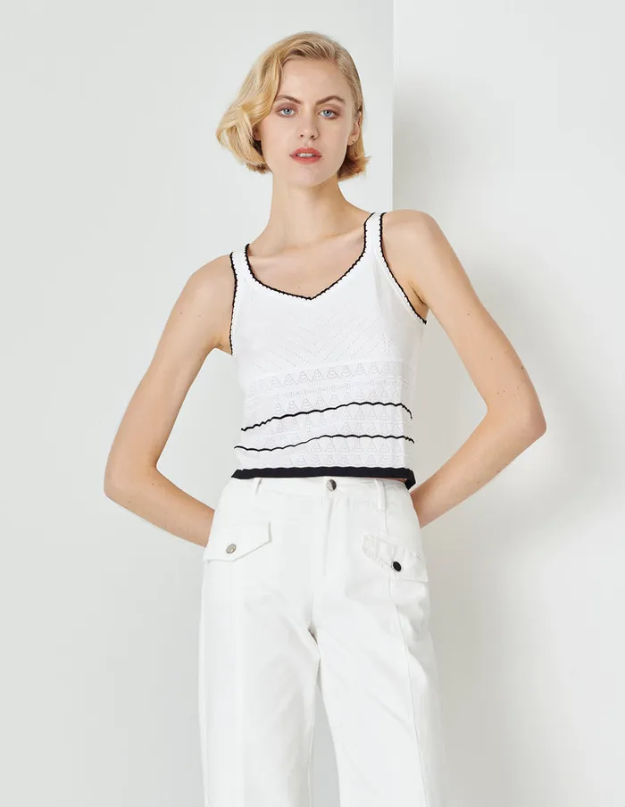 MARYLING Vest Black And White Hit Colour Knitted Camisole Mix 8211 Women MARYLING Vest Black And White Hit Colour Knitted Camisole Mix 8211 Women