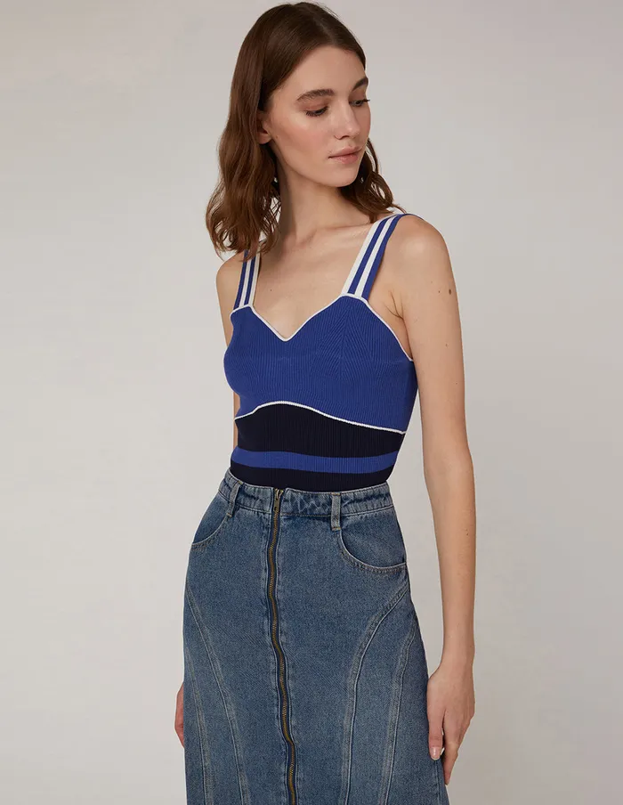 MARYLING Vest Blue White Colour Vneck Vest Mix 8211 Women
