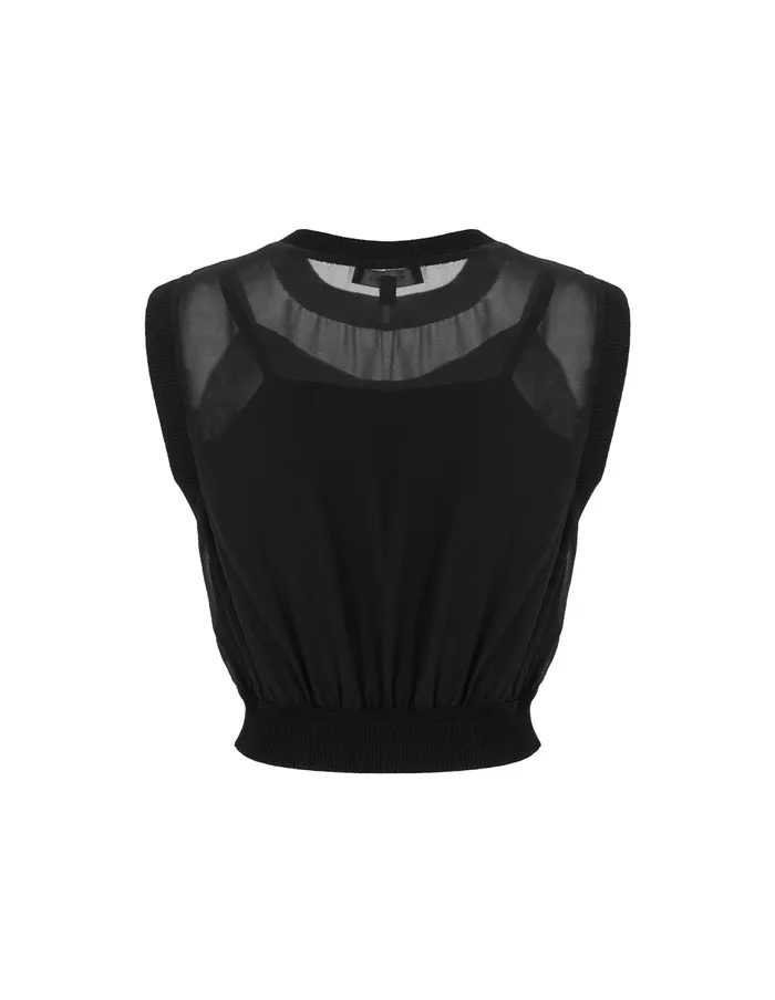 MARYLING Vest Silk Georgette Needlework With Top Black 8211 Women MARYLING Vest Silk Georgette Needlework With Top Black 8211 Women