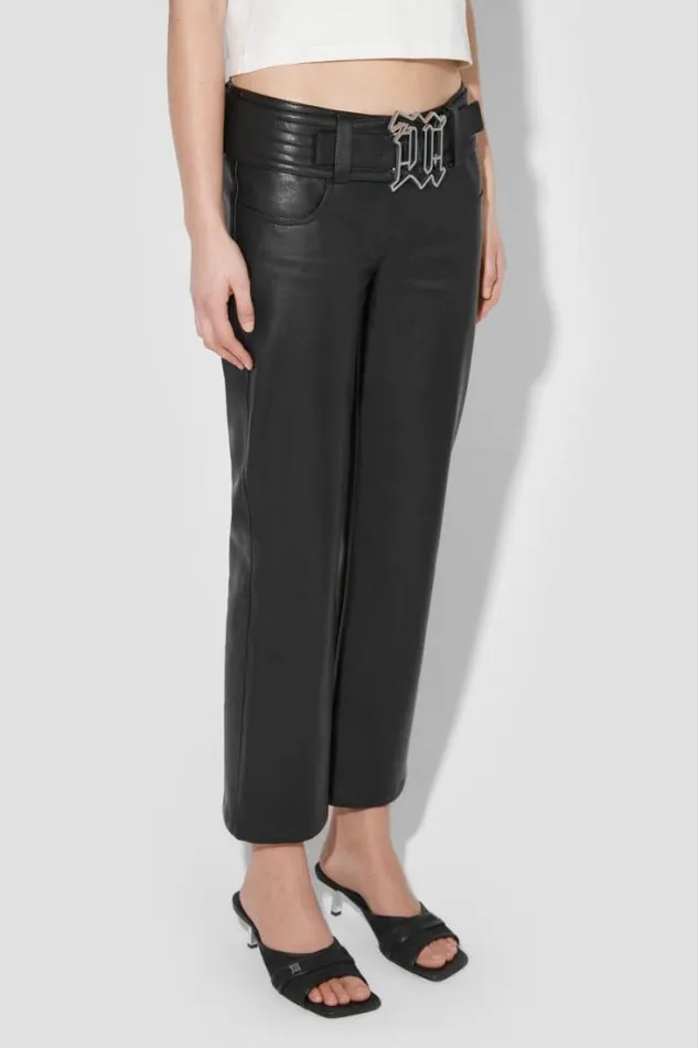 Matte Faux Leather Low Rise Trousers Black Women MISBHV Trousers