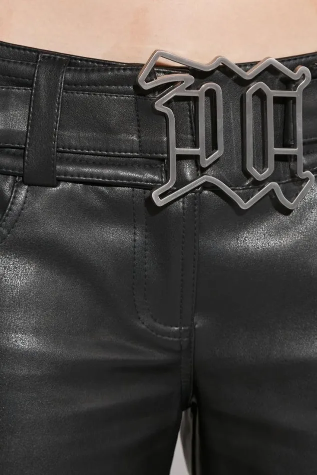 Matte Faux Leather Low Rise Trousers Black Women MISBHV Trousers