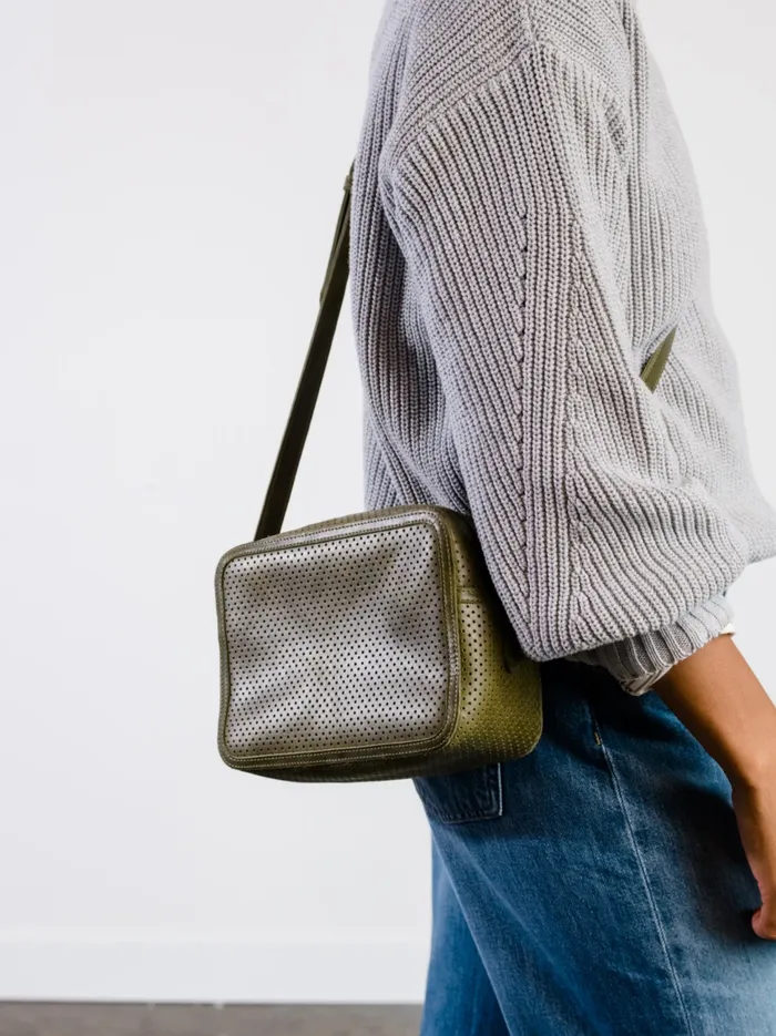 Medium Perforated Zipper Crossbody Perforated Cognac Crossbody Bags Able Women