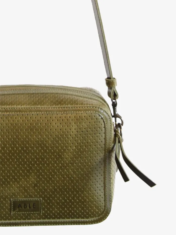 Medium Perforated Zipper Crossbody Perforated Cognac Crossbody Bags Able Women