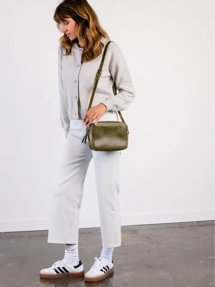 Medium Perforated Zipper Crossbody Perforated Cognac Crossbody Bags Able Women