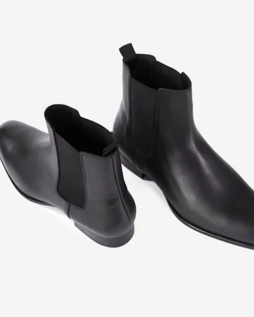 Men Ankle Boots The Kooples Black Leather Chelsea Boots Black