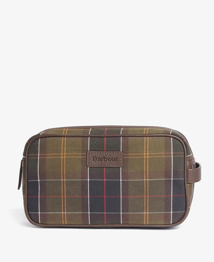 Men Bags and Luggage Barbour Tartan and Leather Wash Bag Classic Tartan