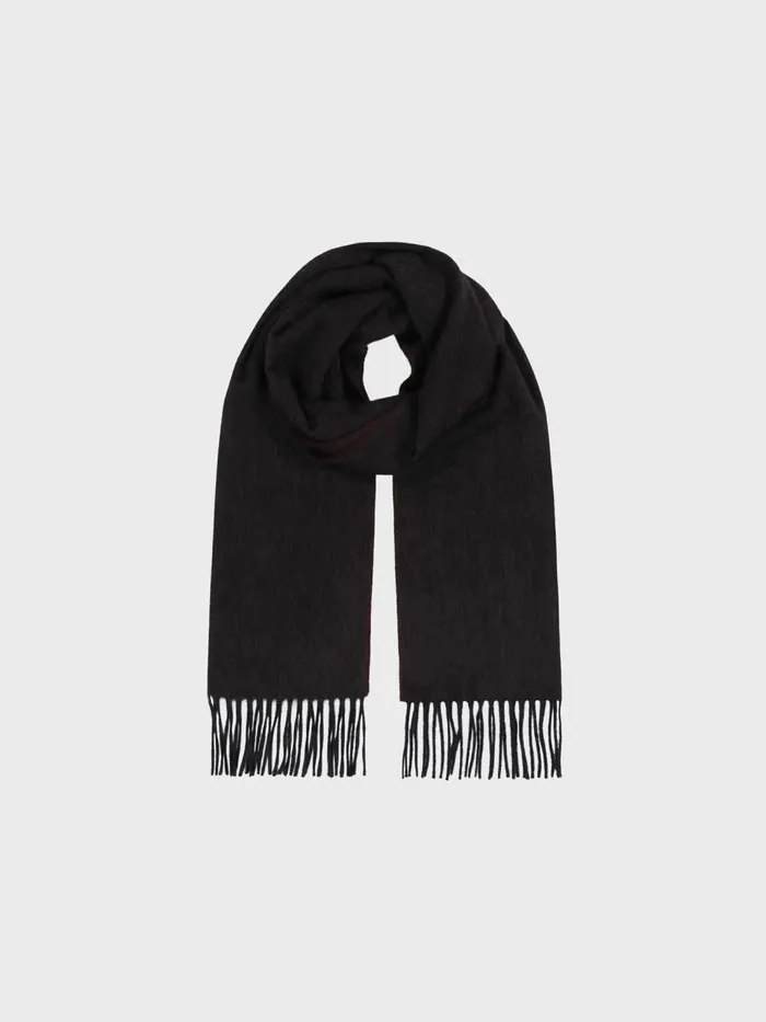 Men Begg X Co Scarves Arran Reversible Oversized Cashmere Scarf Charcoal Chocolate