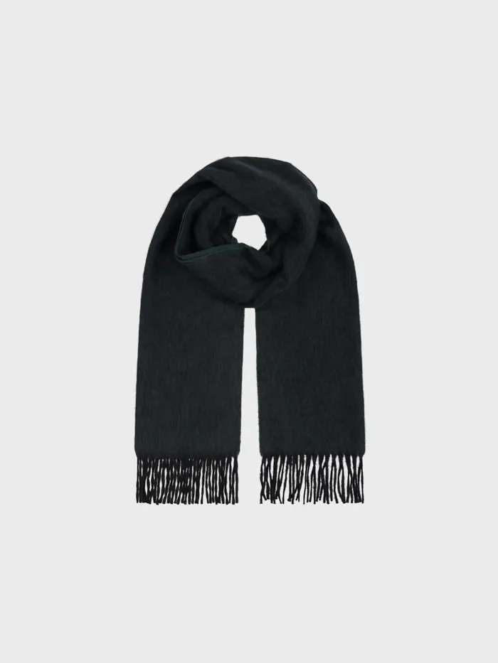 Men Begg X Co Scarves Arran Reversible Oversized Cashmere Scarf Charcoal Spruce