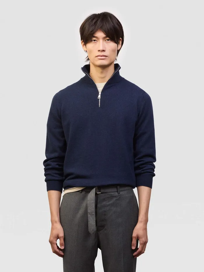 Men Begg X Co Sweaters Heriot Zip Cashmere Sweater Cosmos