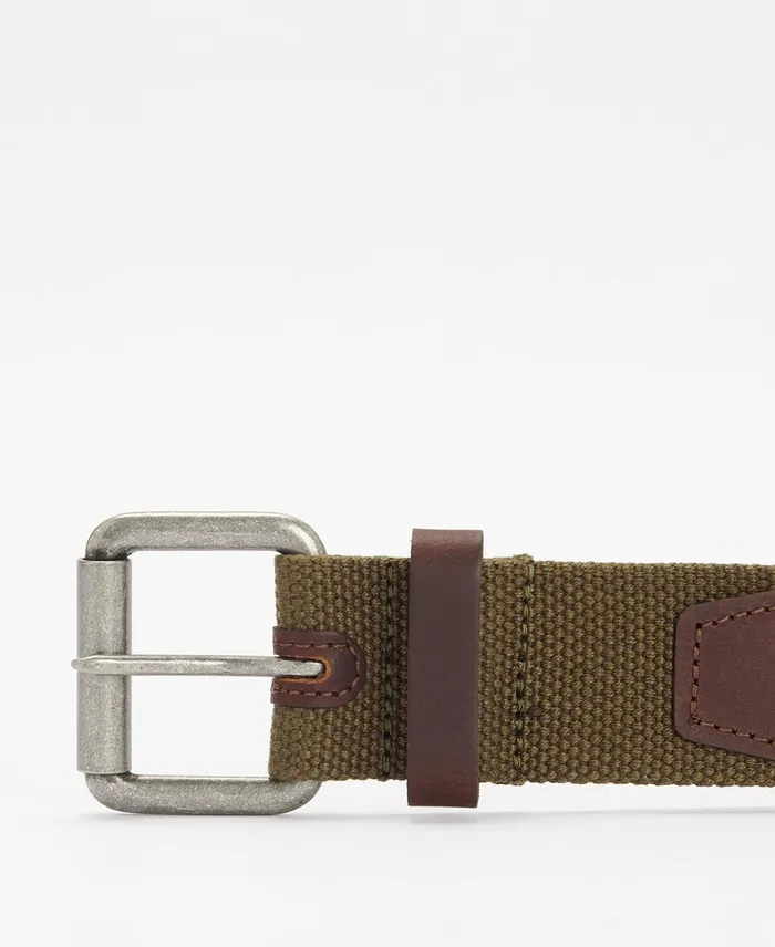 Men Belts Barbour WebbingLeather Belt Olivebrown Men Belts Barbour WebbingLeather Belt Olivebrown